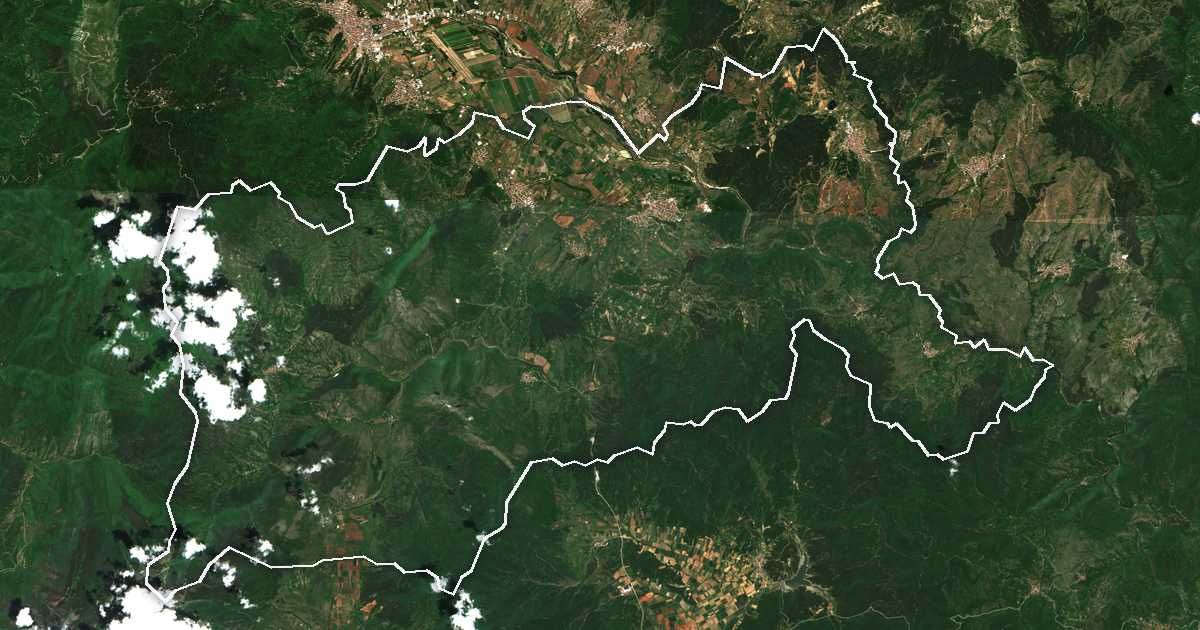 Imagen de satélite con el límite trazado: Hadzhídimovo