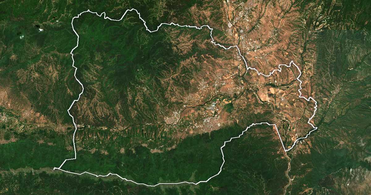 Imagen de satélite con el límite trazado: Pétrich