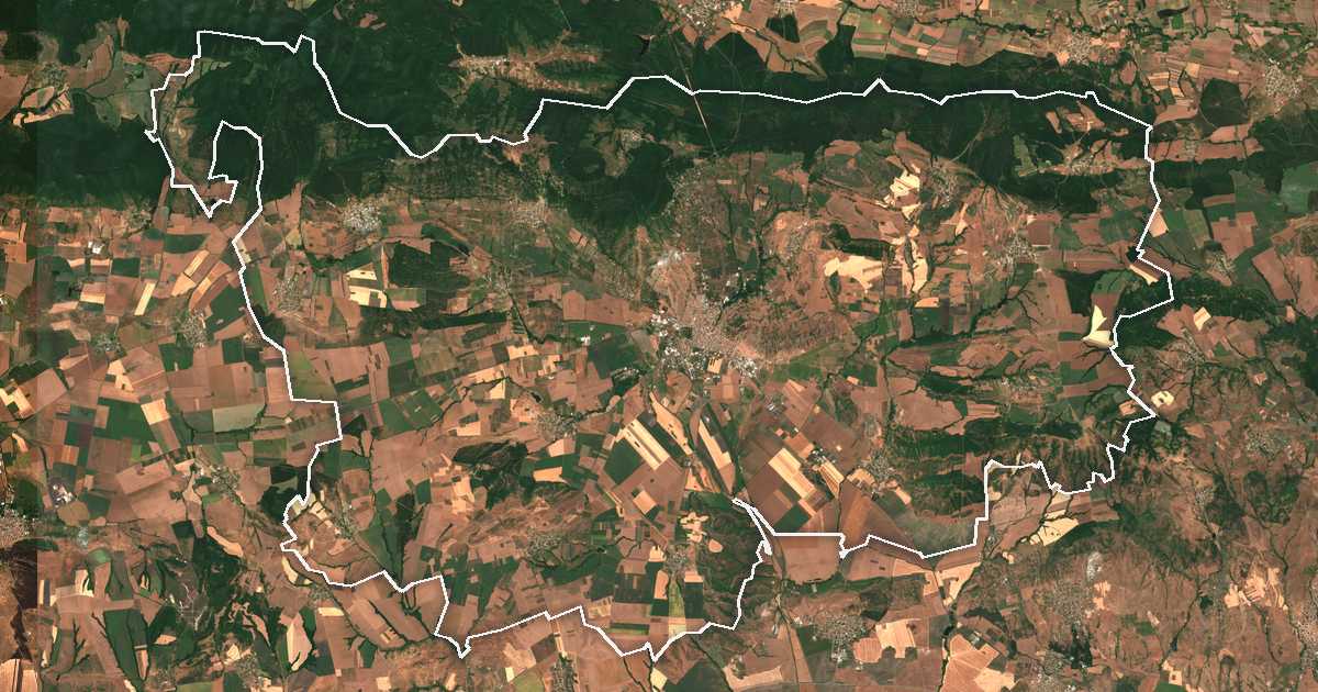 Imagen de satélite con el límite trazado: Aytos