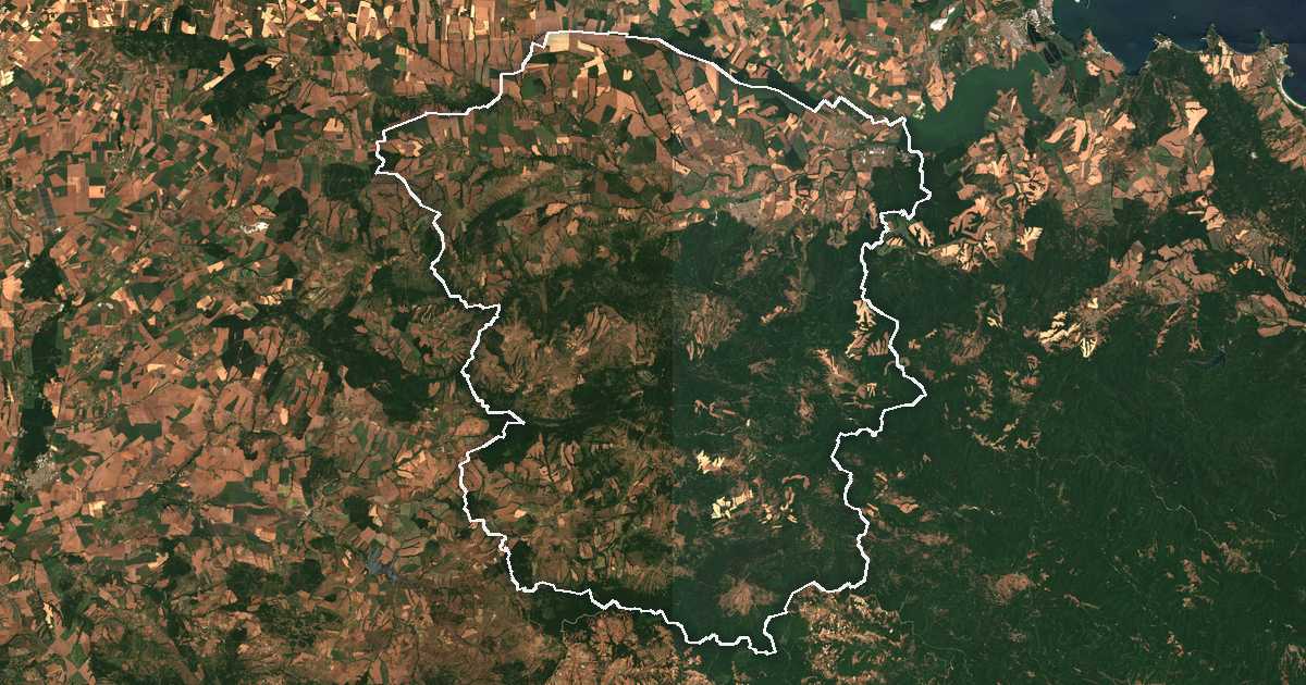 Imagen de satélite con el límite trazado: Sredets