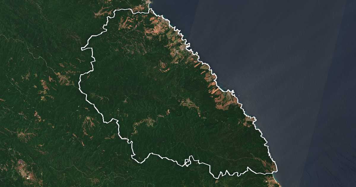 Imagen de satélite con el límite trazado: Tsarevo