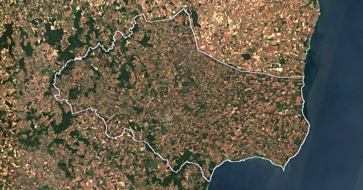 Imagen de satélite con el límite trazado: Dobrich