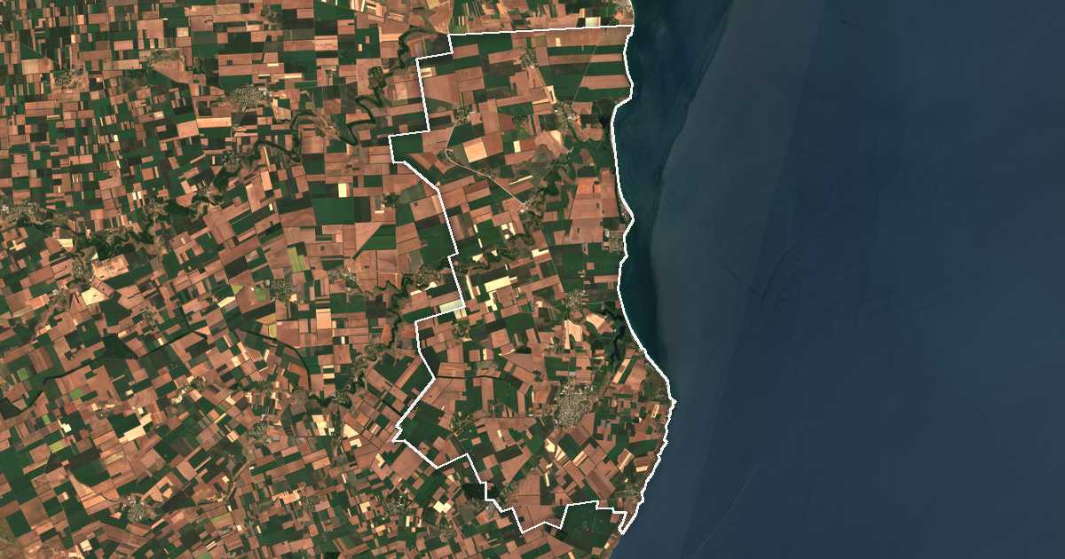 Imagen de satélite con el límite trazado: Shabla