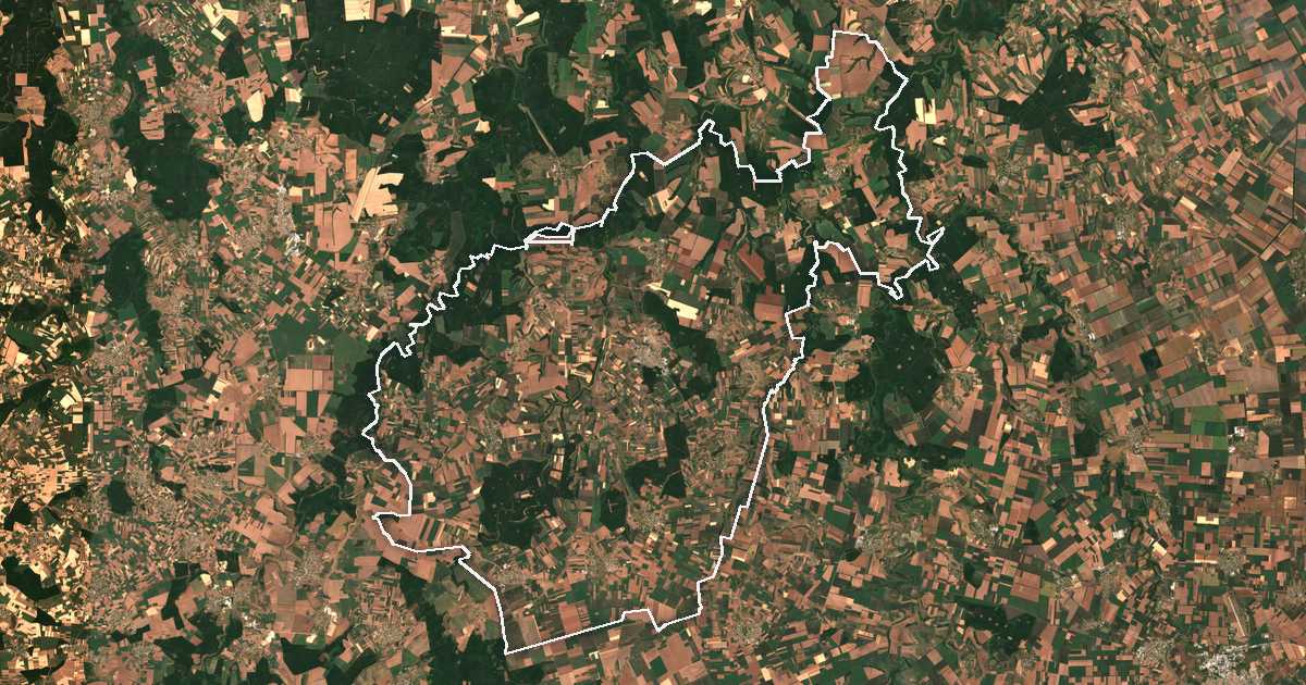Imagen de satélite con el límite trazado: Tervel