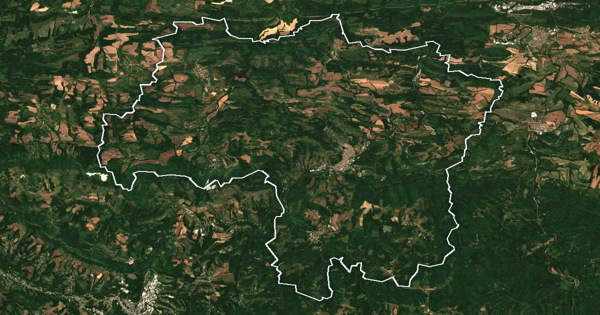 Imagen de satélite con el límite trazado: Drianovo