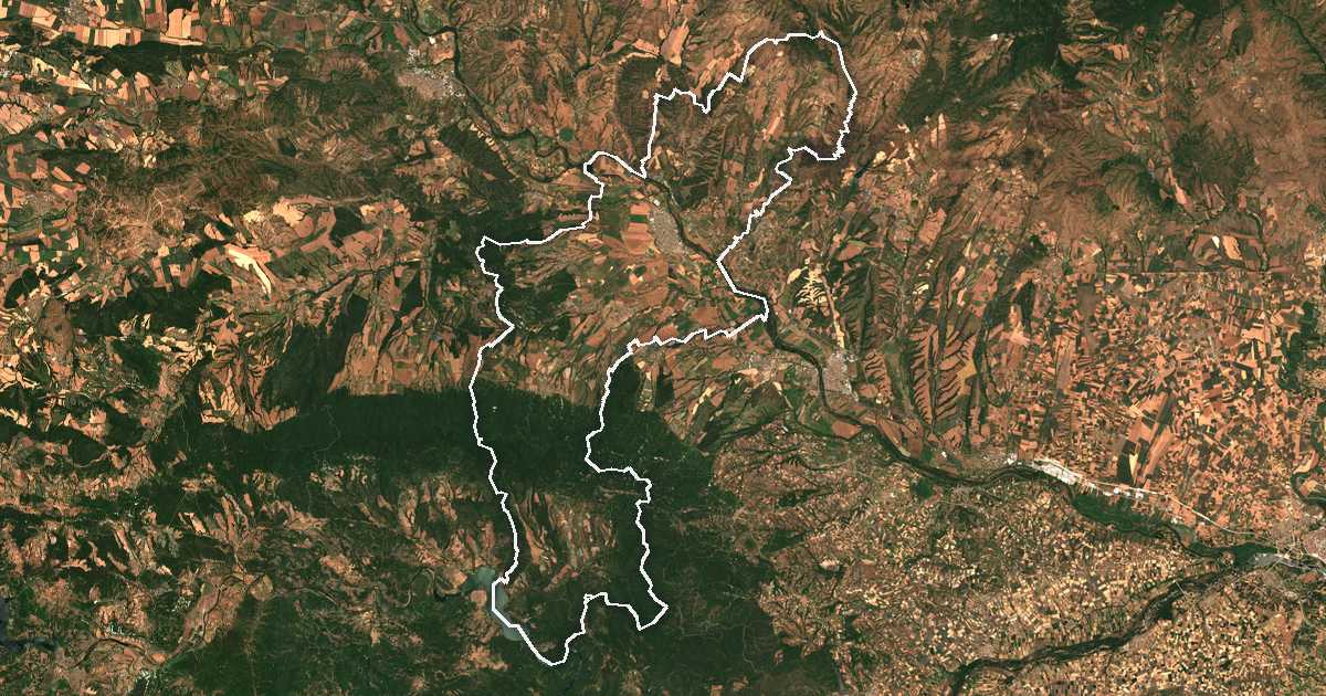 Imagen de satélite con el límite trazado: Lyubimets