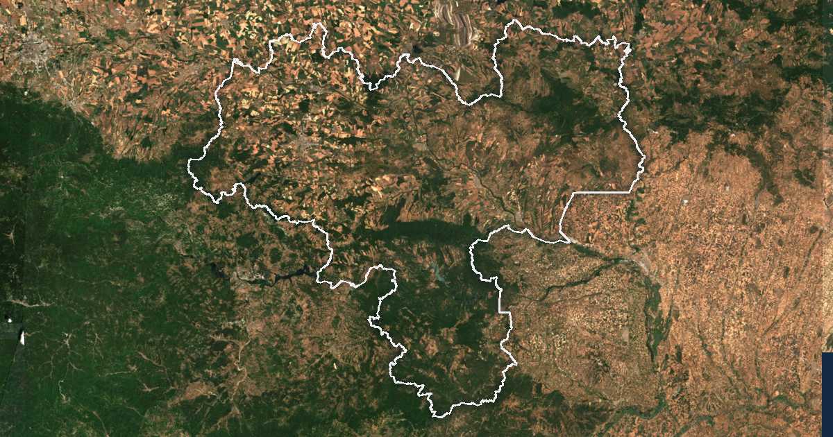 Imagen de satélite con el límite trazado: Haskovo
