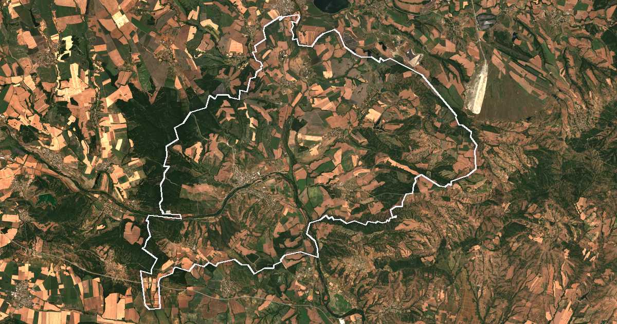 Imagen de satélite con el límite trazado: Simeonovgrad