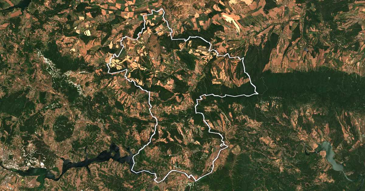 Imagen de satélite con el límite trazado: Stambolovo