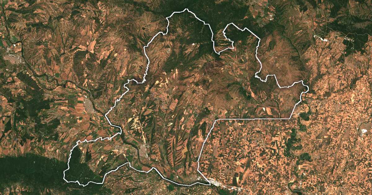 Imagen de satélite con el límite trazado: Svilengrad