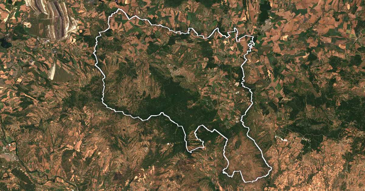 Imagen de satélite con el límite trazado: Topolovgrad