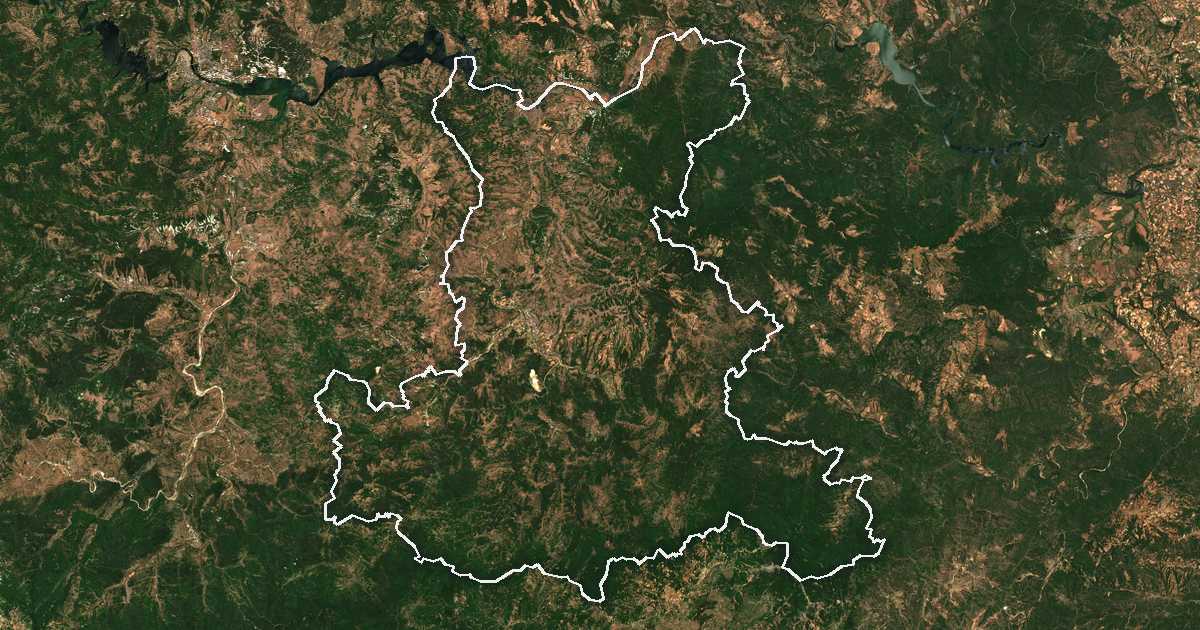 Imagen de satélite con el límite trazado: Krumovgrad