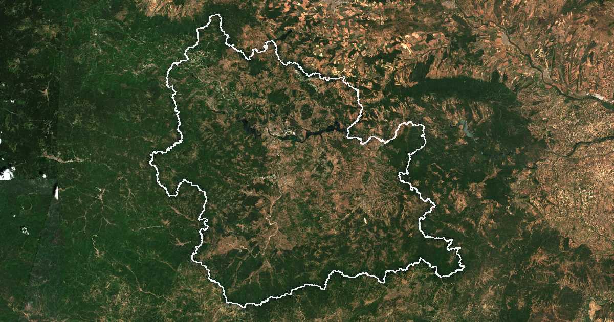 Imagen de satélite con el límite trazado: Kardzhali