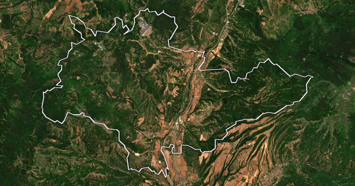 Imagen de satélite con el límite trazado: Bóboshevo