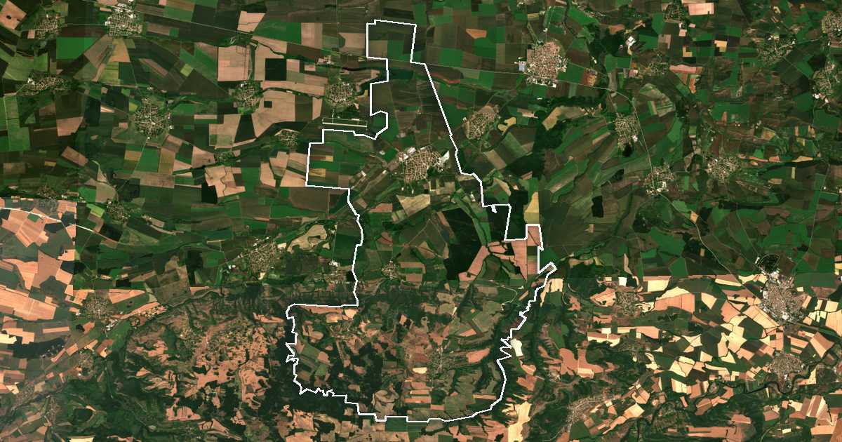 Imagen de satélite con el límite trazado: Letnitsa