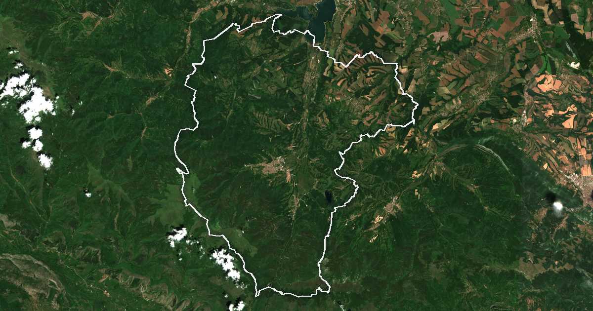 Imagen de satélite con el límite trazado: Berkóvitsa