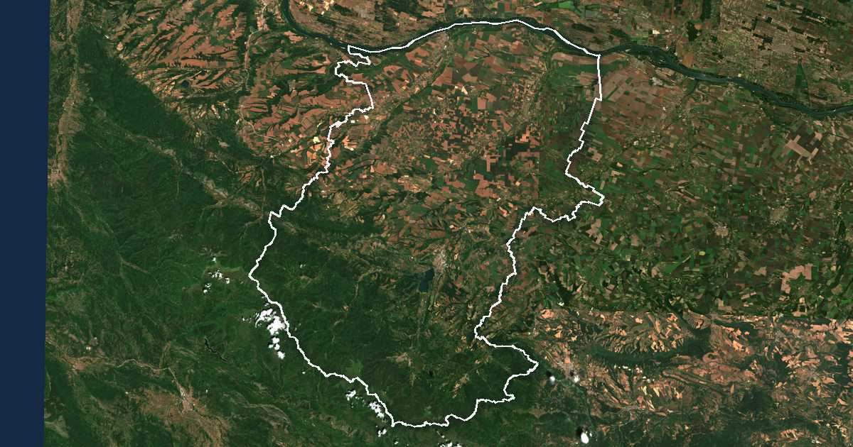 Imagen de satélite con el límite trazado: Montana