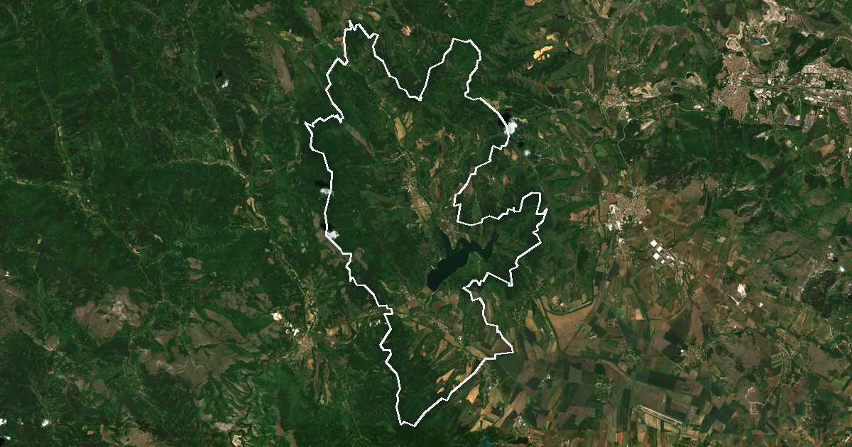 Imagen de satélite con el límite trazado: Kovačevci