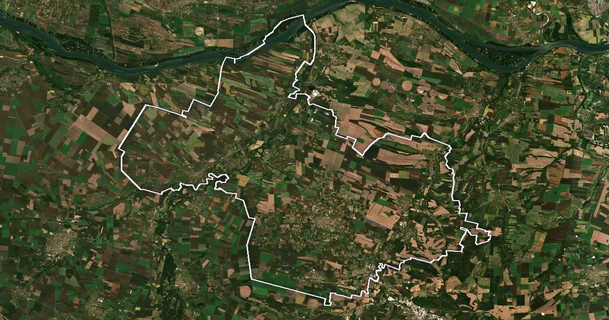 Imagen de satélite con el límite trazado: Dolna Mitropoliya