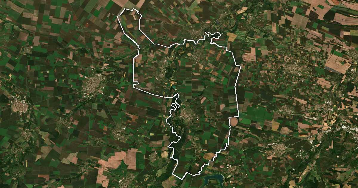 Imagen de satélite con el límite trazado: Ískar