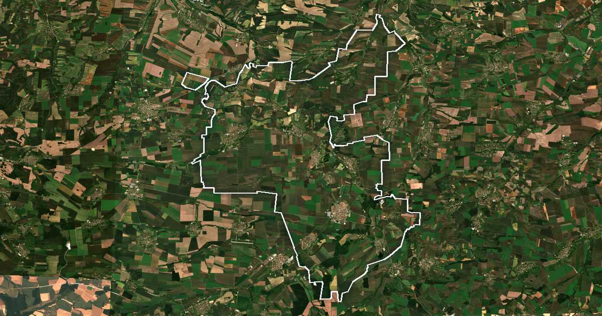 Imagen de satélite con el límite trazado: Levski