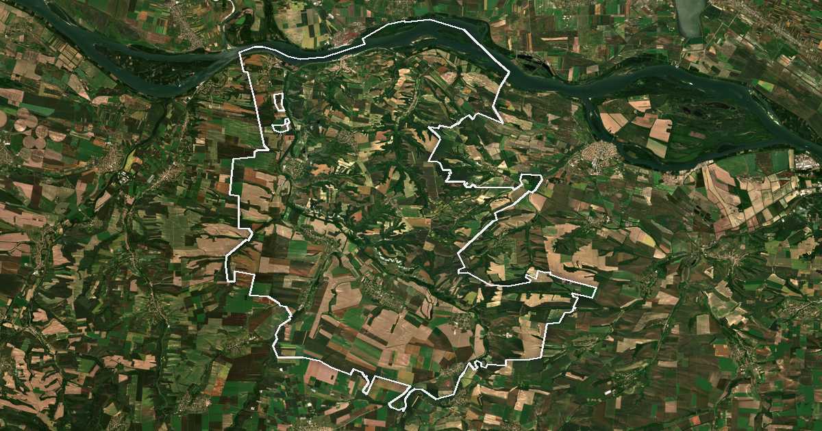 Imagen de satélite con el límite trazado: Nikópol