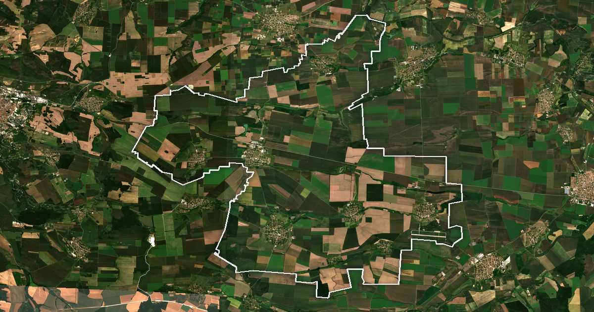 Imagen de satélite con el límite trazado: Pórdim