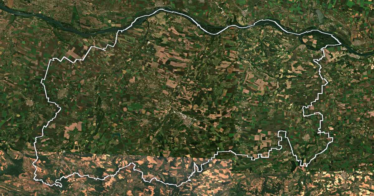 Imagen de satélite con el límite trazado: Pleven