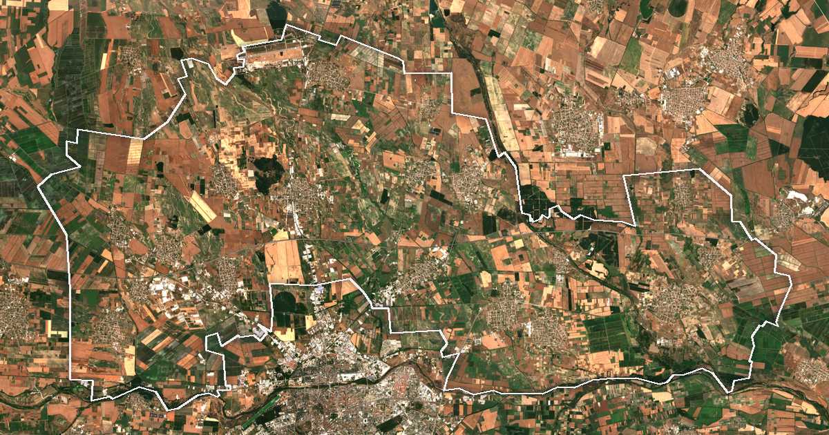 Imagen de satélite con el límite trazado: Marica