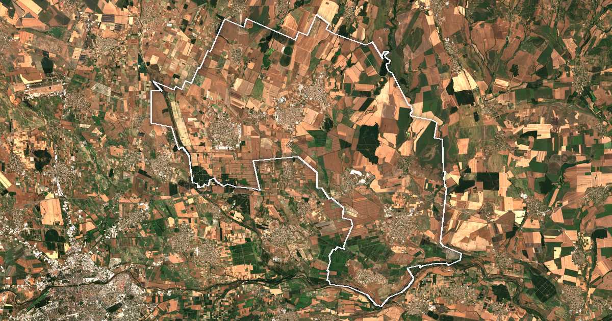 Imagen de satélite con el límite trazado: Rakovski