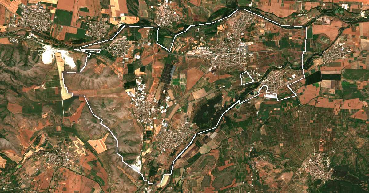 Imagen de satélite con el límite trazado: Stambolijski
