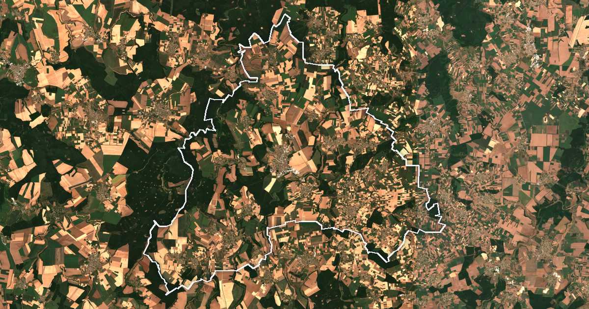 Imagen de satélite con el límite trazado: Isperih