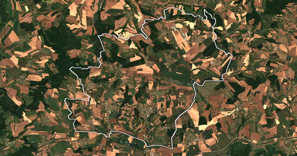Imagen de satélite con el límite trazado: Loznica