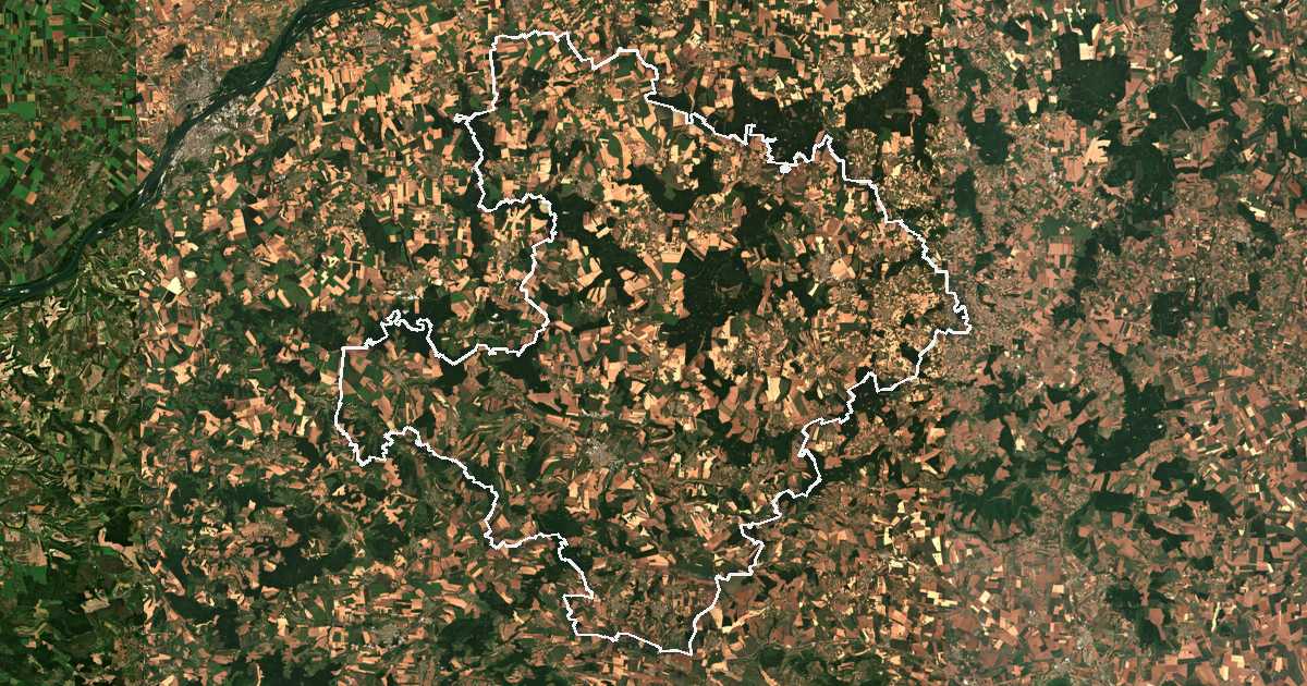 Imagen de satélite con el límite trazado: Razgrad