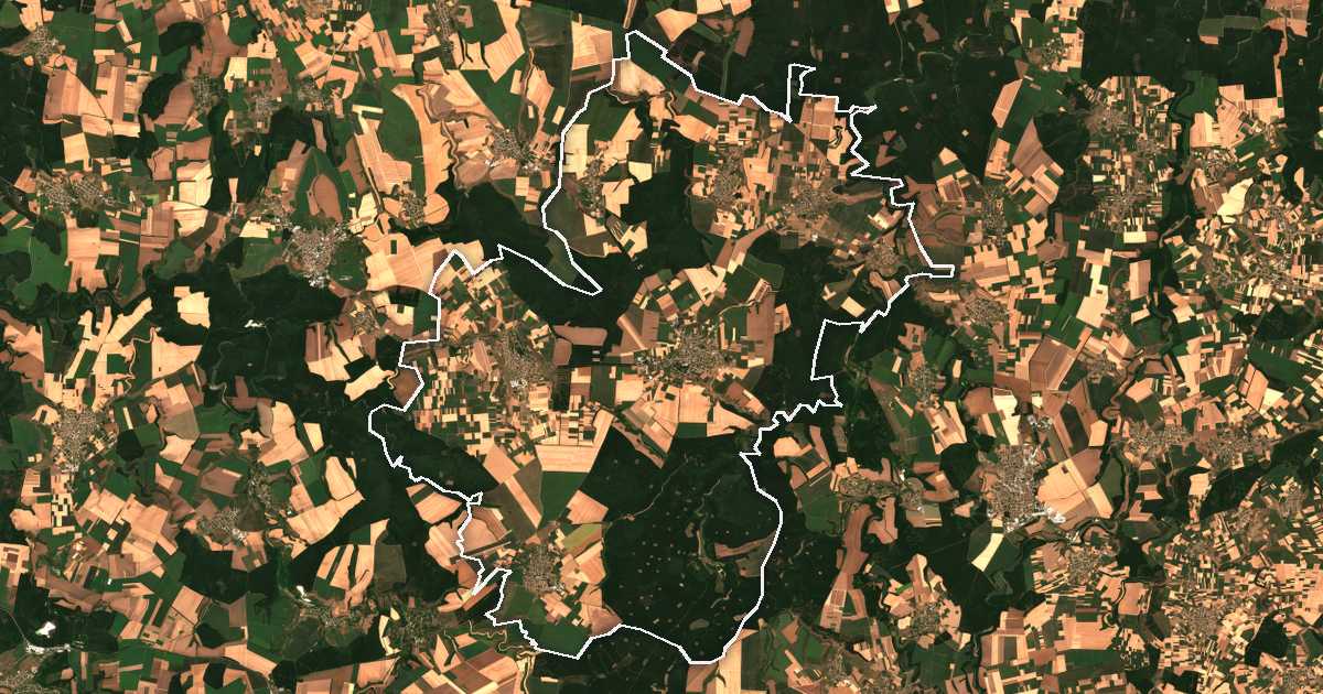 Imagen de satélite con el límite trazado: Zavet