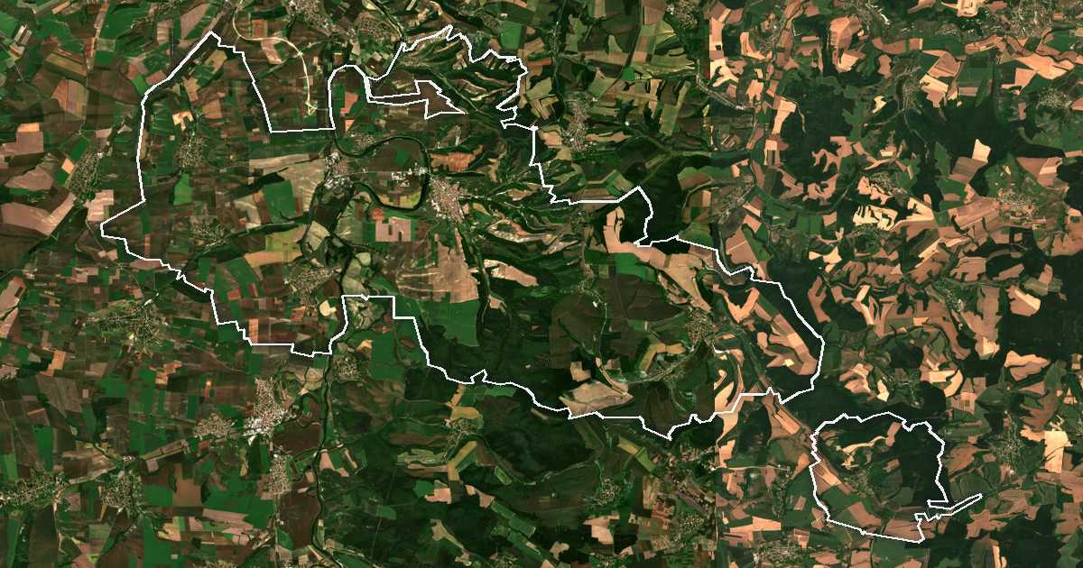 Imagen de satélite con el límite trazado: Bjala (Ruse)