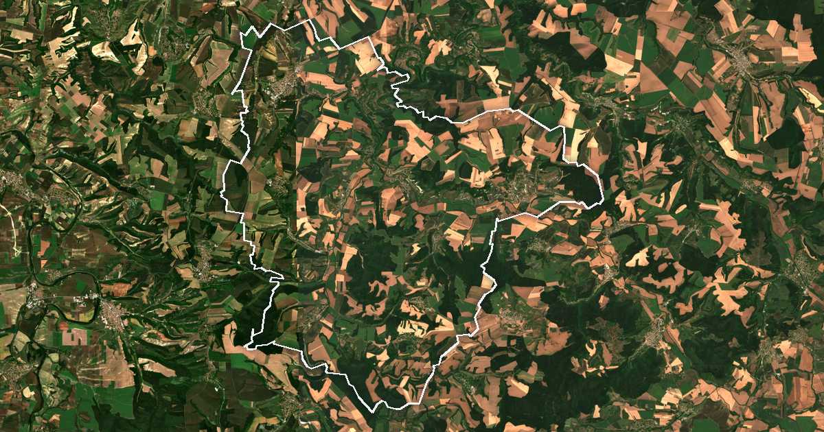Imagen de satélite con el límite trazado: Dve Mogili