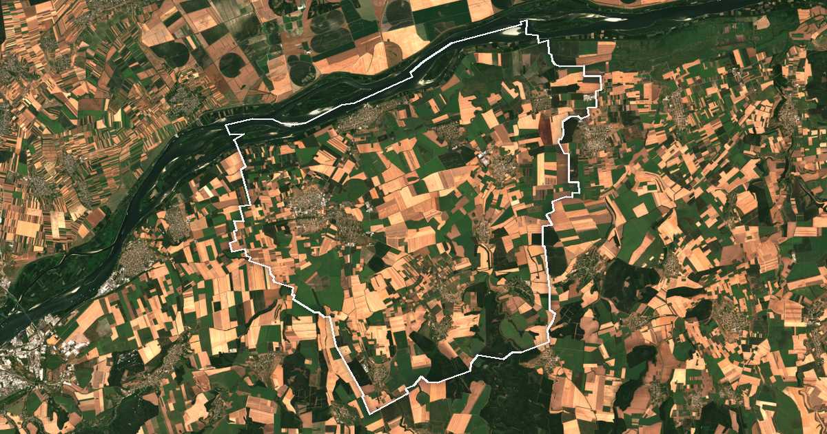Imagen de satélite con el límite trazado: Slivo Polé