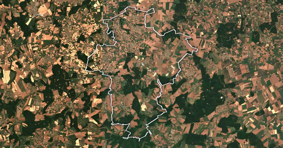 Imagen de satélite con el límite trazado: Kaolinovo