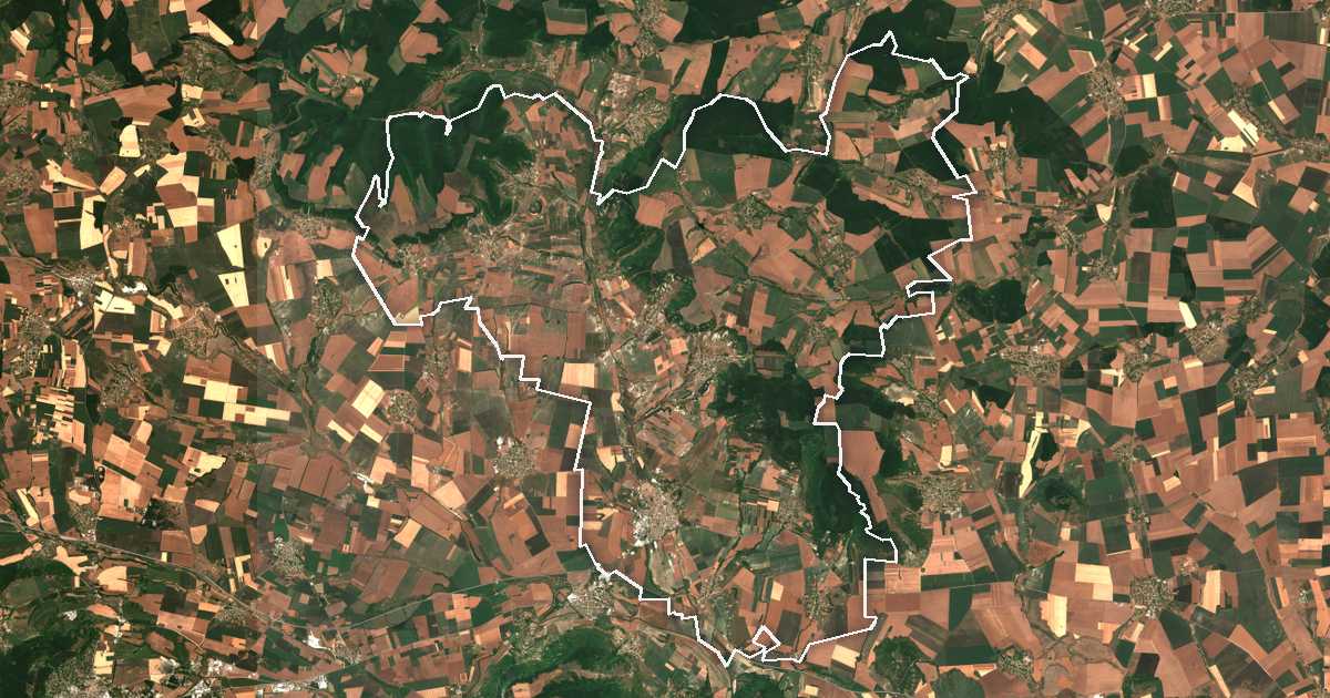 Imagen de satélite con el límite trazado: Novi Pazar