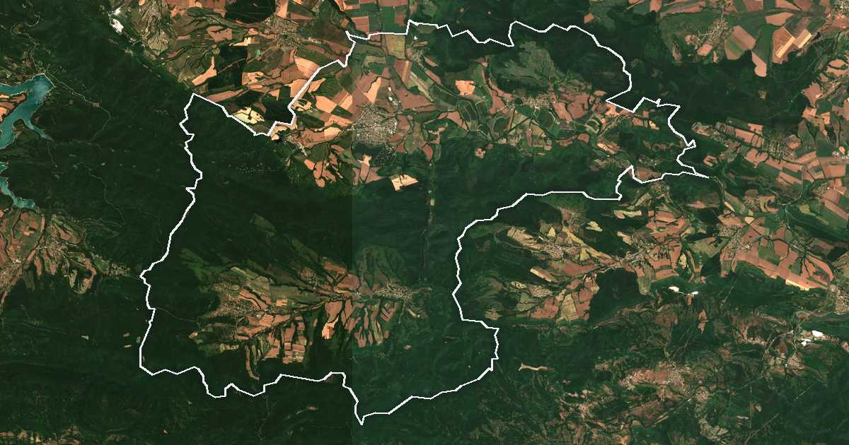 Imagen de satélite con el límite trazado: Smyadovo