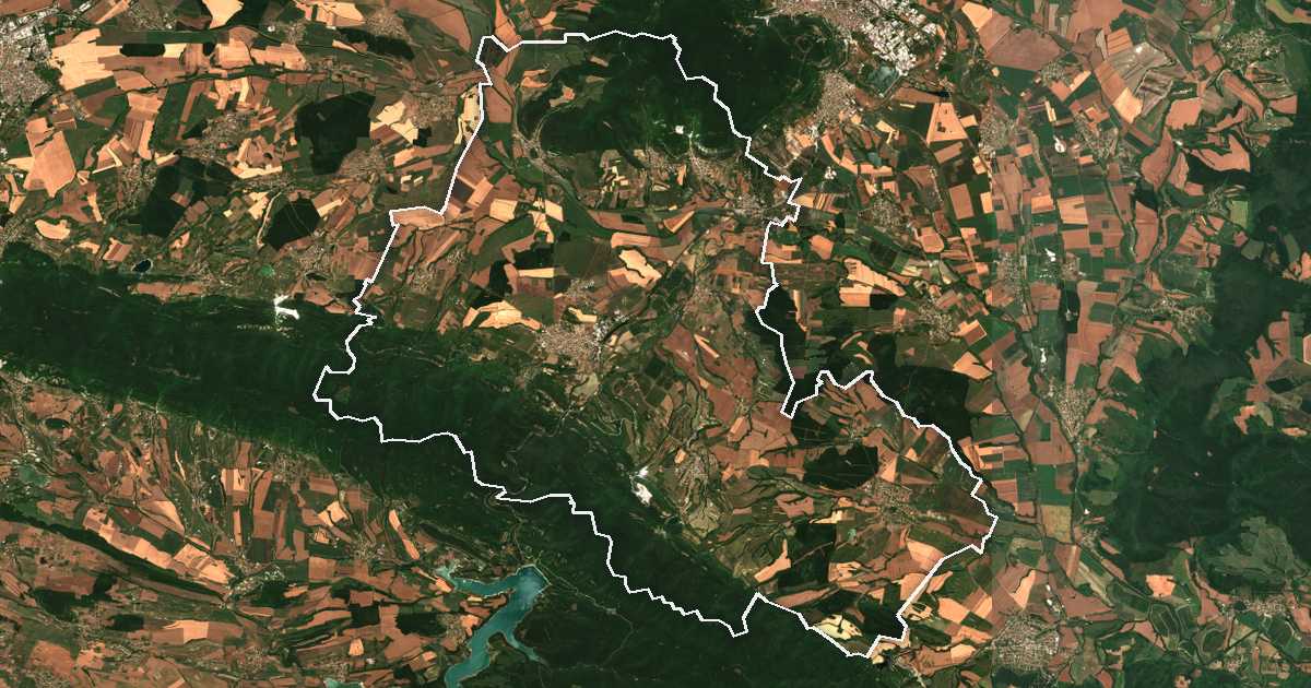 Imagen de satélite con el límite trazado: Veliki Preslav