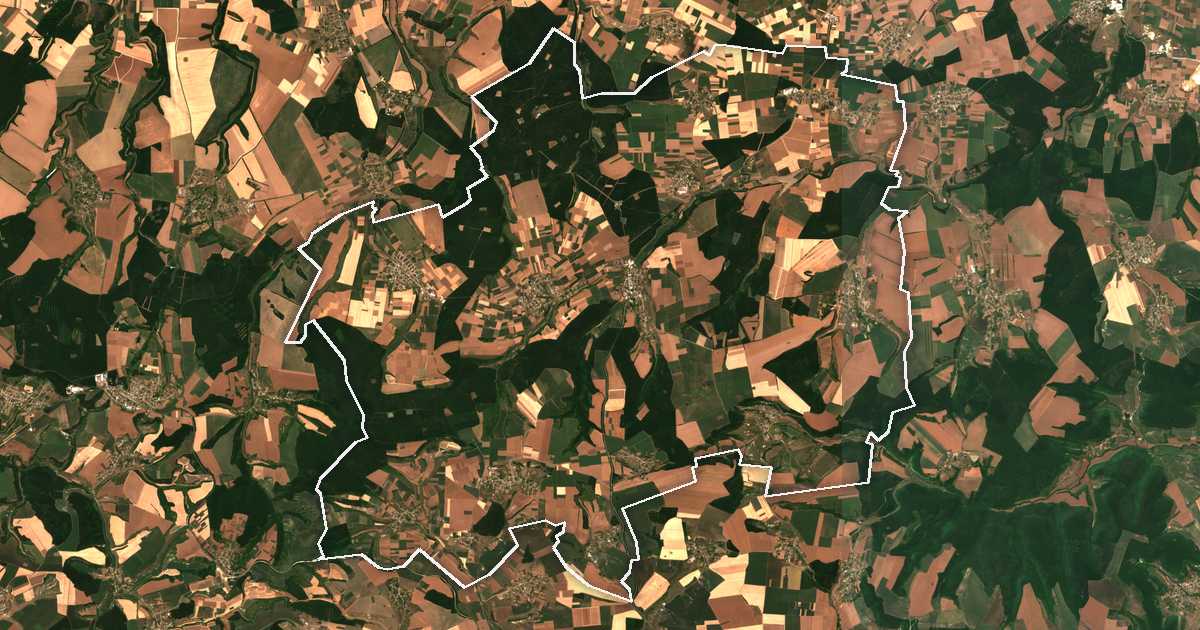Imagen de satélite con el límite trazado: Venets