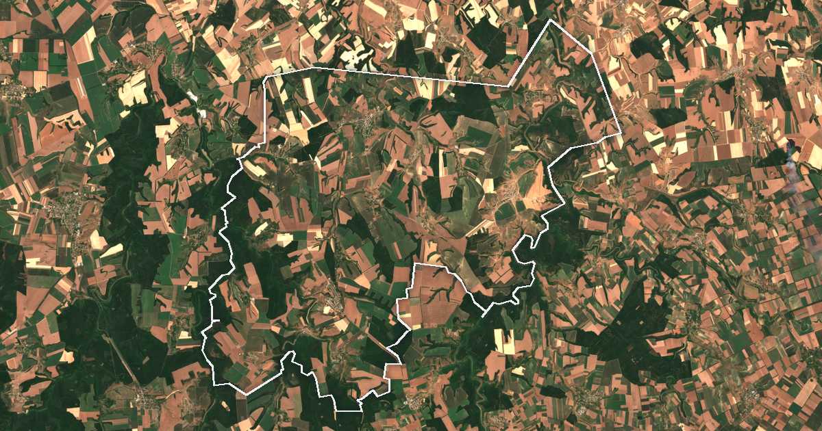 Imagen de satélite con el límite trazado: Kaynardzha