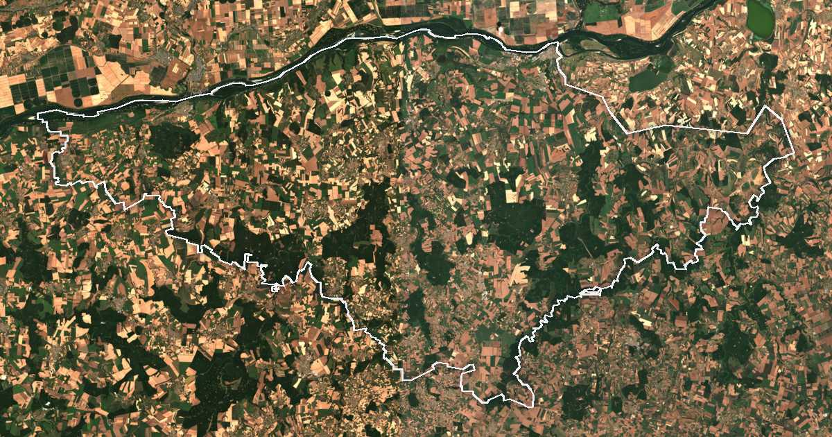 Imagen de satélite con el límite trazado: Silistra