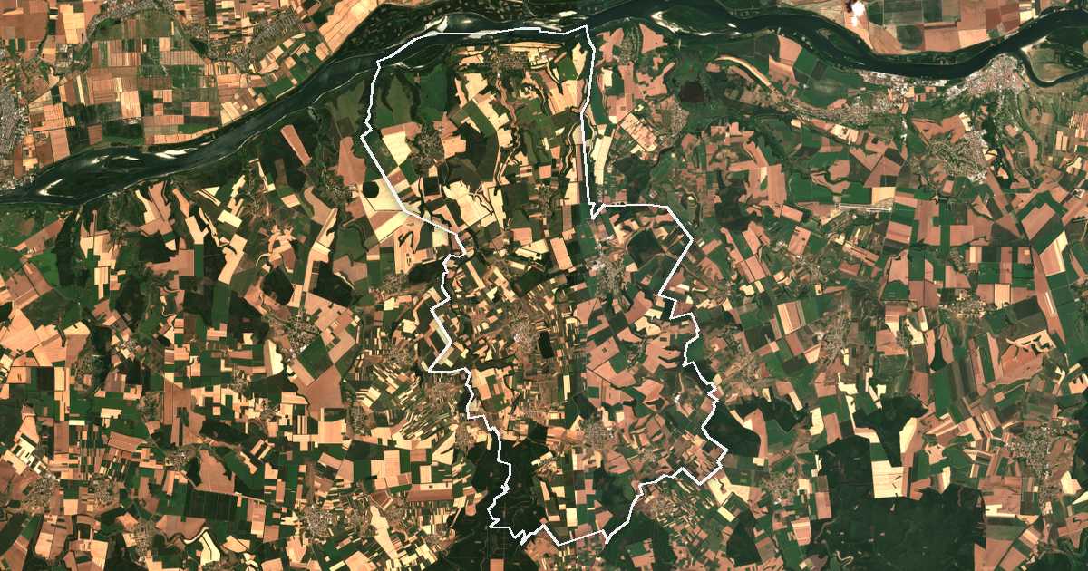 Imagen de satélite con el límite trazado: Sitovo