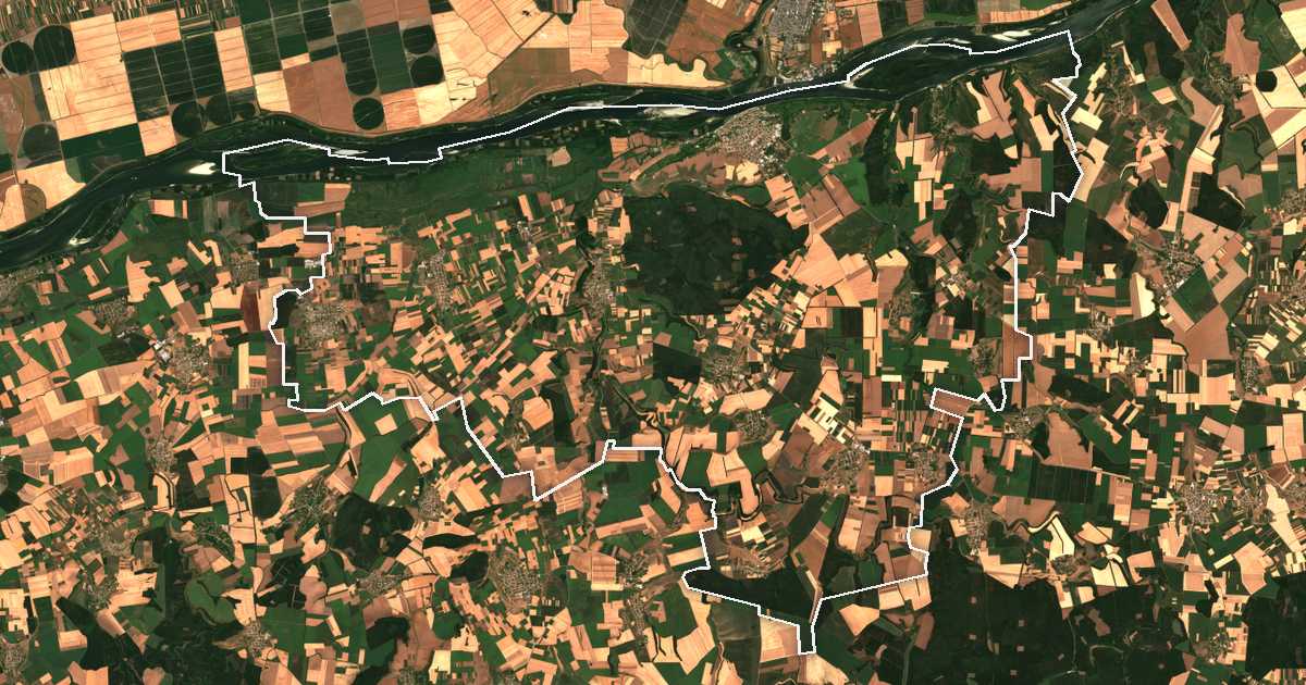 Imagen de satélite con el límite trazado: Tutrakan