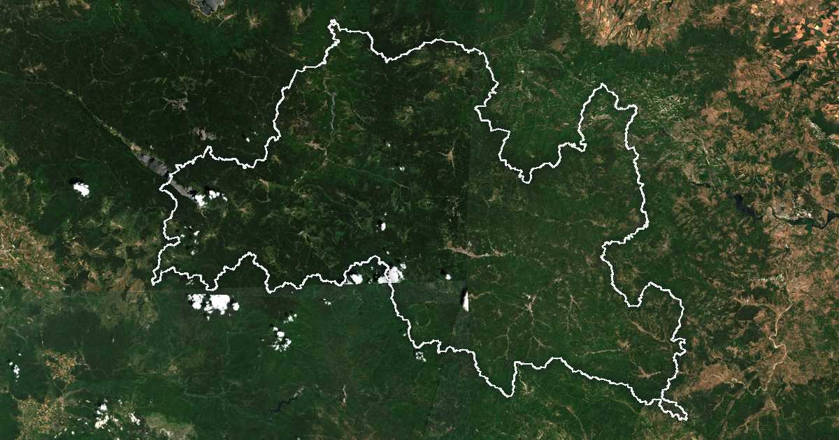 Imagen de satélite con el límite trazado: Smolyan