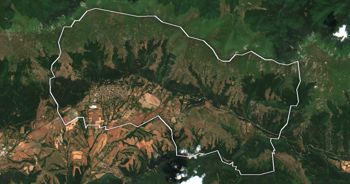 Imagen de satélite con el límite trazado: Anton