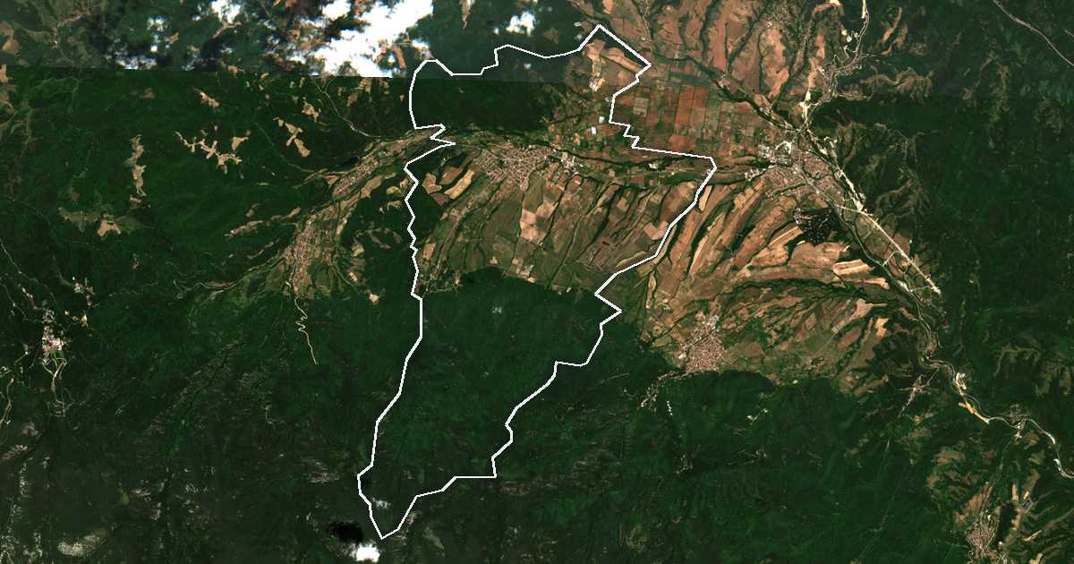 Imagen de satélite con el límite trazado: Dolna Banja